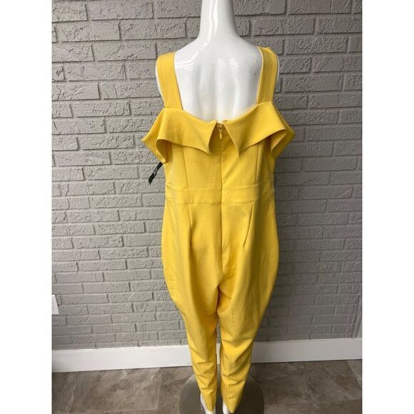NWT York & Company Women Yellow Cold Shoulder Jumpsuit Size XL - Picture 2 of 9